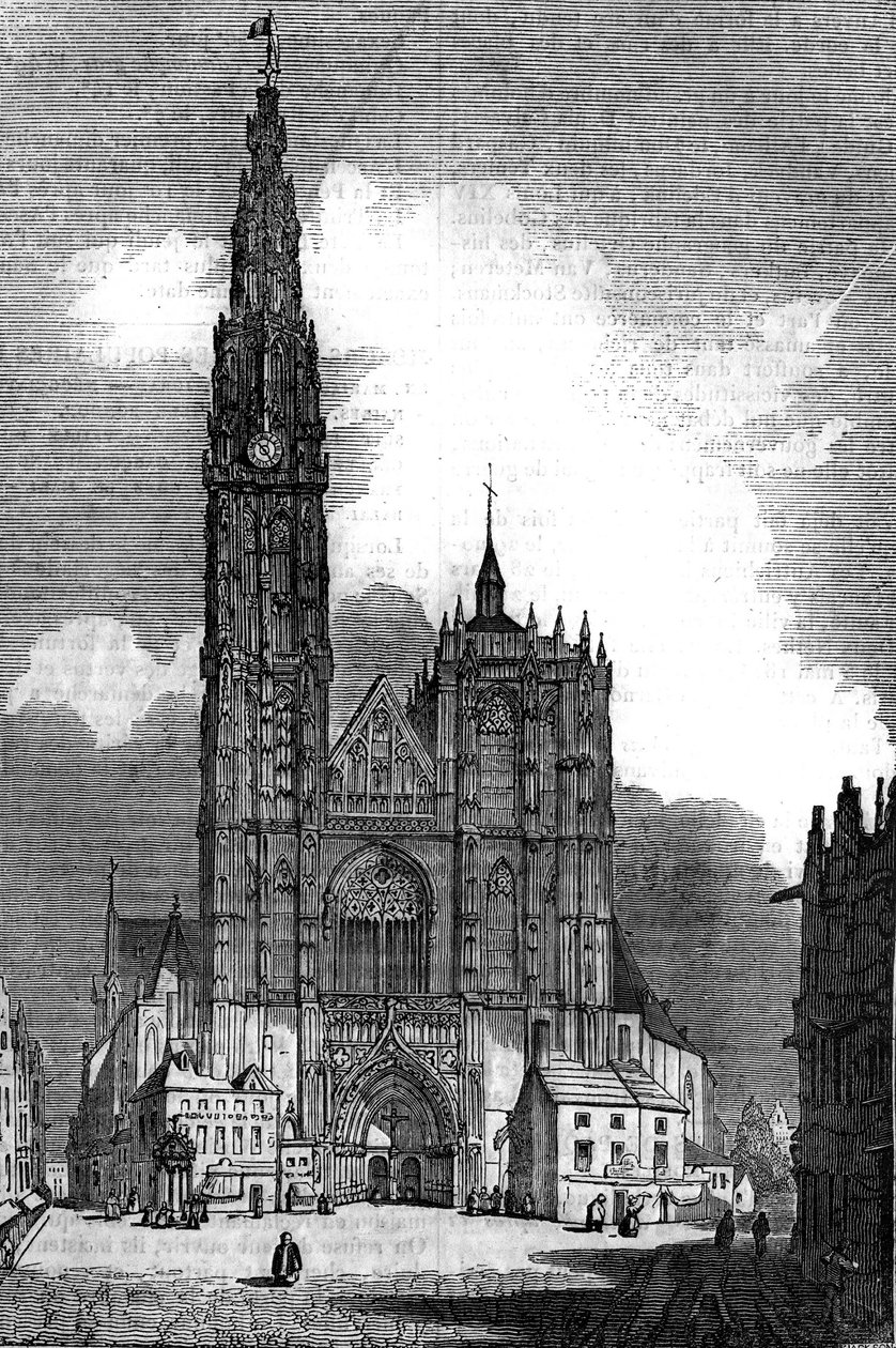 Arquitectura gótica: vista de la Catedral de Notre Dame de Amberes (estilo gótico) de Unknown artist