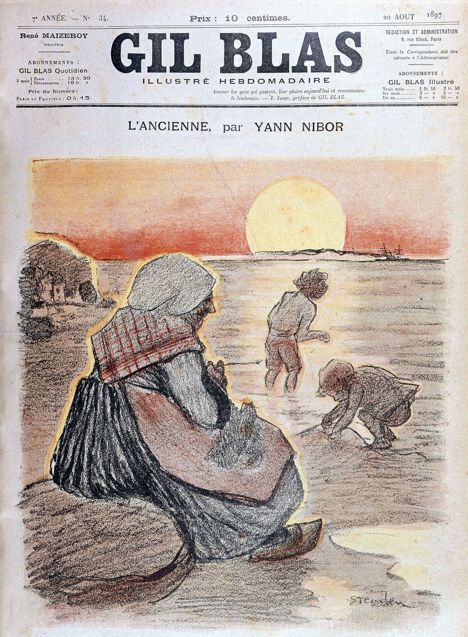 Abuela y niños en el atardecer, “Gil Blas” 20 de agosto de Unknown artist