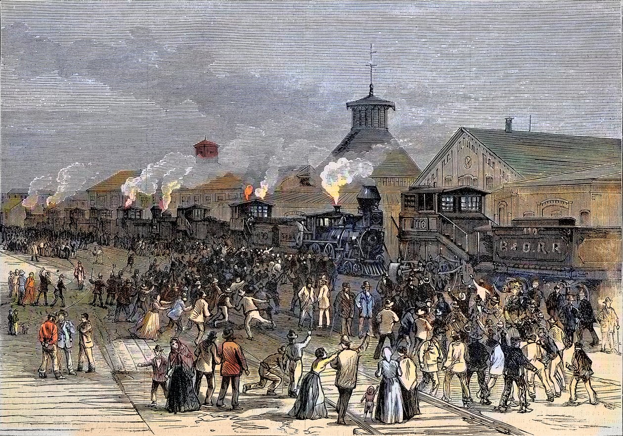 Gran huelga ferroviaria en 1877, Bloqueo de locomotoras en Martinsburg, Virginia Occidental de Unknown artist
