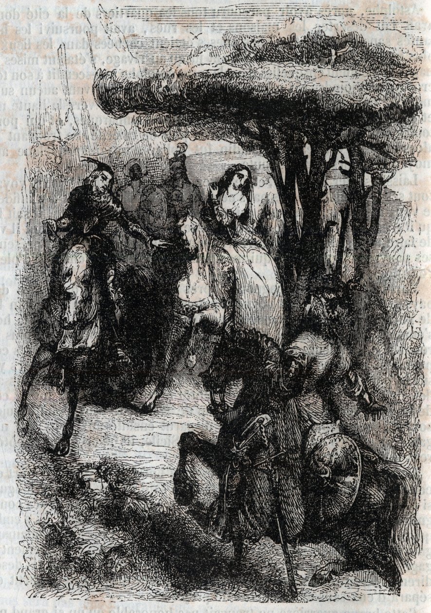Grifón se encuentra con Origille - grabado de 1851 de 