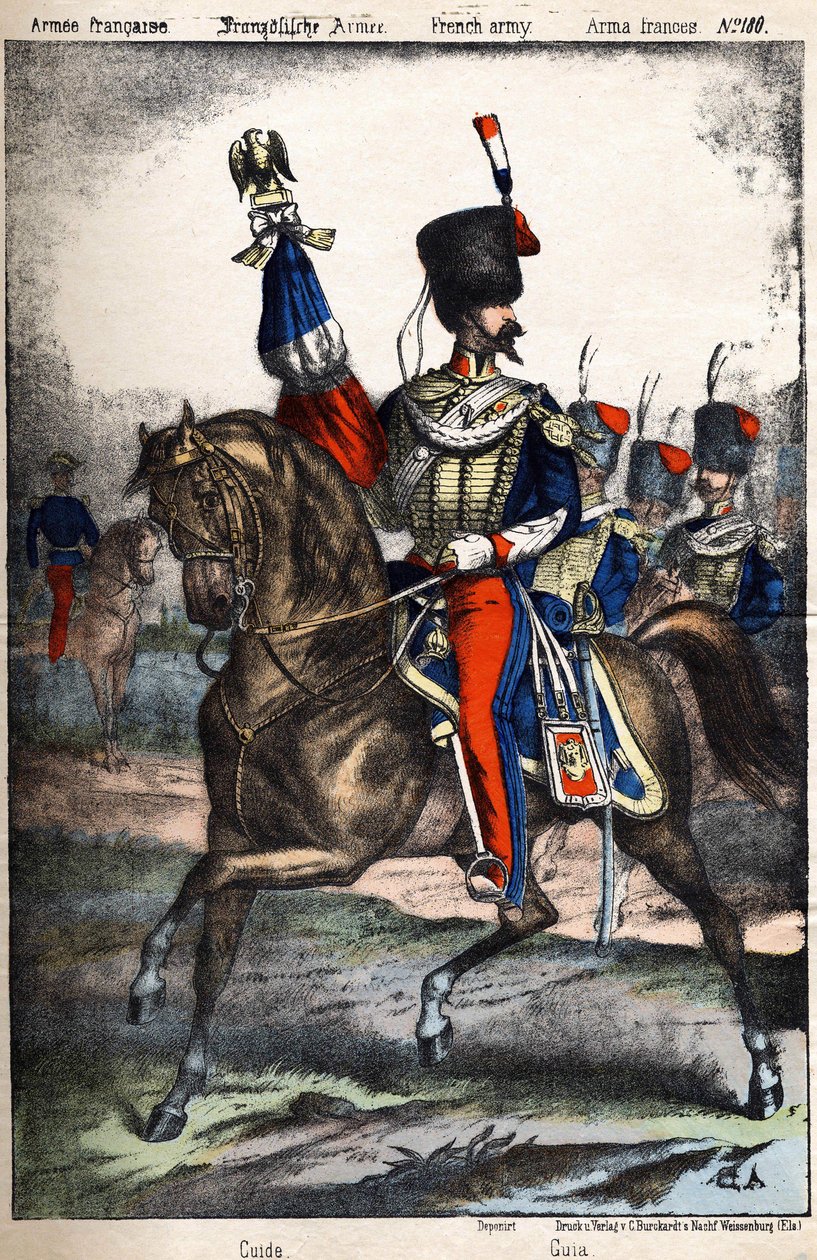 Guía del ejército francés. Grabado del siglo XIX de Unknown artist
