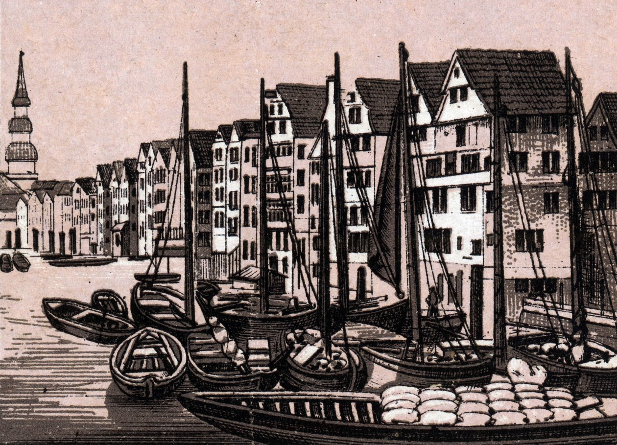 Hamburgo, Alemania: vista de Wandrahmfleeth. en "El mundo ilustra 168 vistas" Sin fecha (finales del siglo XIX) de Unknown artist