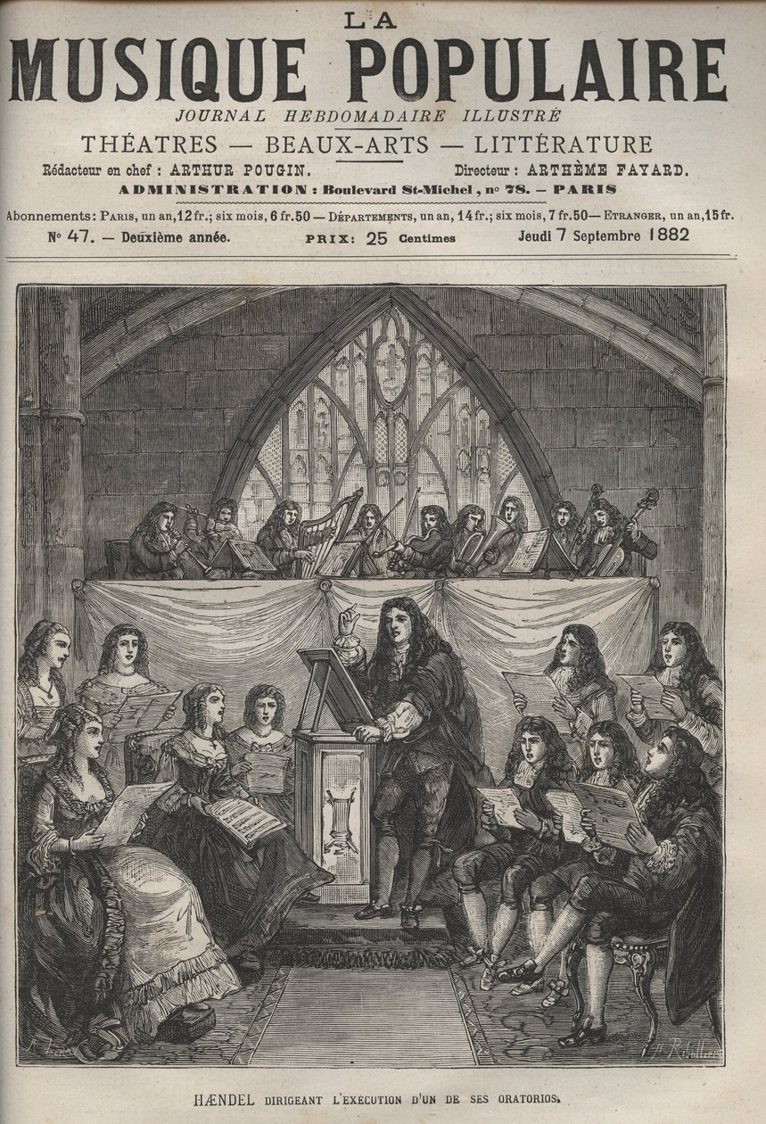 Handel dirigiendo uno de sus oratorios de Unknown artist