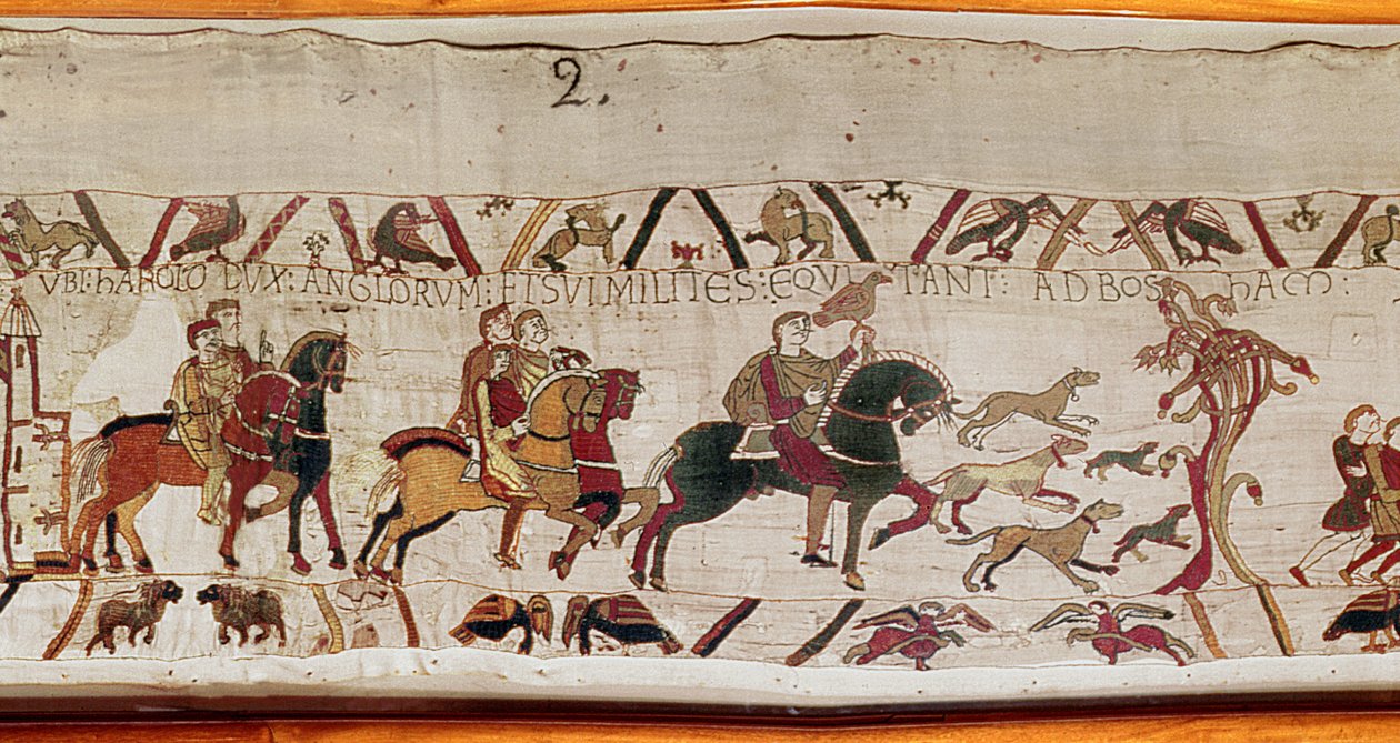 Harold es enviado con sus hombres a Normandía por Eduardo el Confesor, Tapiz de Bayeux de Unknown artist
