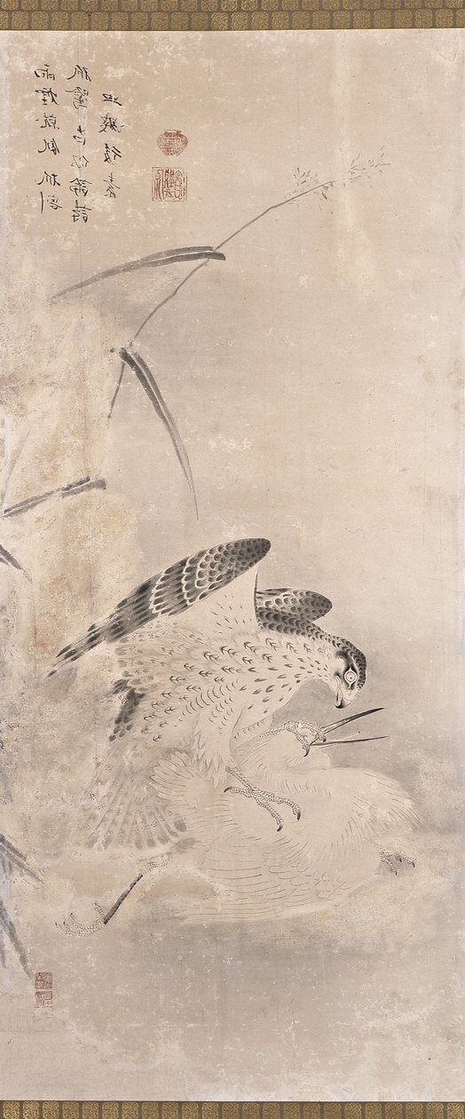 Hawks And Prey (tinta sobre papel) de Unknown artist