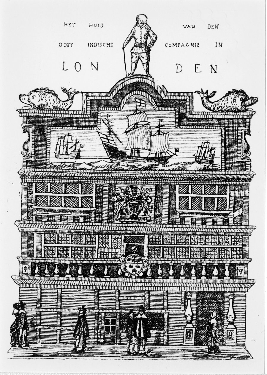 Sede de la Compañía de las Indias Orientales en Londres en el siglo XVII. de Unknown artist