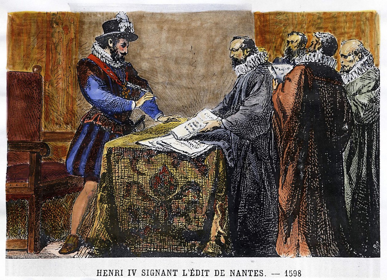 Enrique IV (1553 - 1610) firmó el Edicto de Nantes en 1598 de Unknown artist