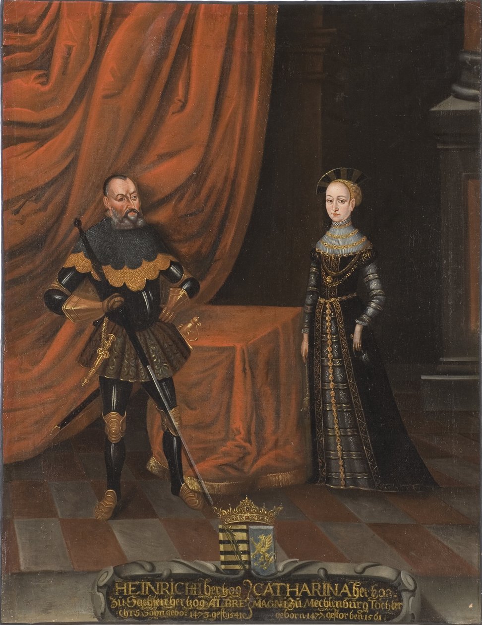 Retrato del duque Enrique el Piadoso (1473-1541) y la duquesa Catalina de Mecklemburgo (1487-1561) de Unknown artist