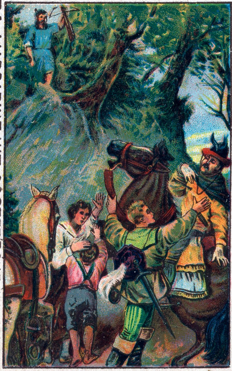 Historia de Guillermo Tell (William Tell) (héroe legendario de la independencia suiza): la muerte de Gessler. Cromolitografía de finales del siglo XIX. de Unknown artist