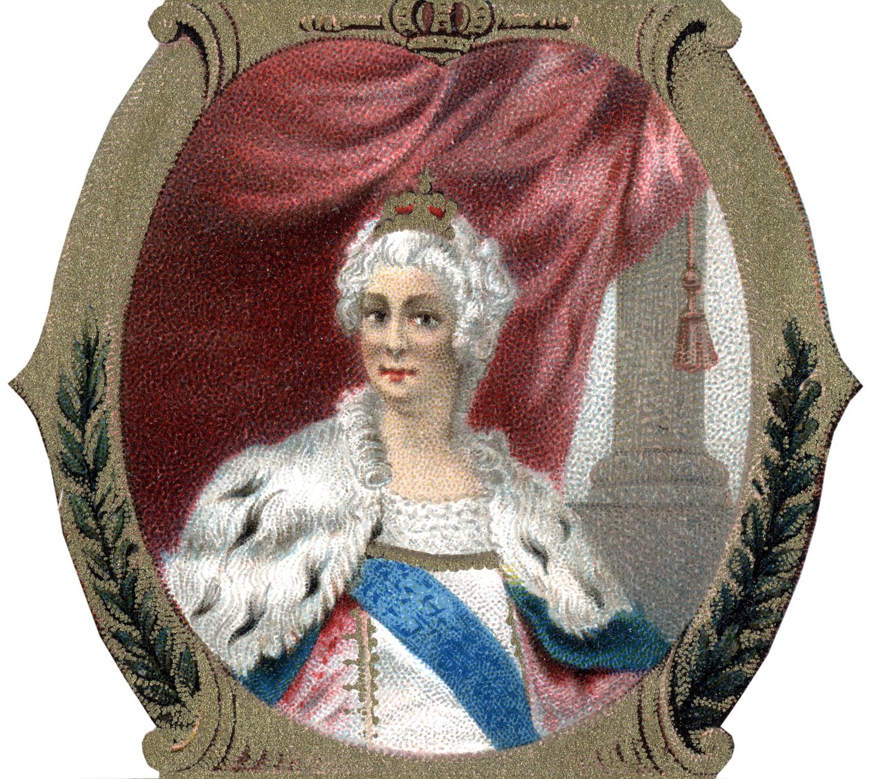 Historia de Rusia: Retrato de Catalina II de Rusia (1729-1796). Cromolitografía tardía del siglo XIX. de Unknown artist