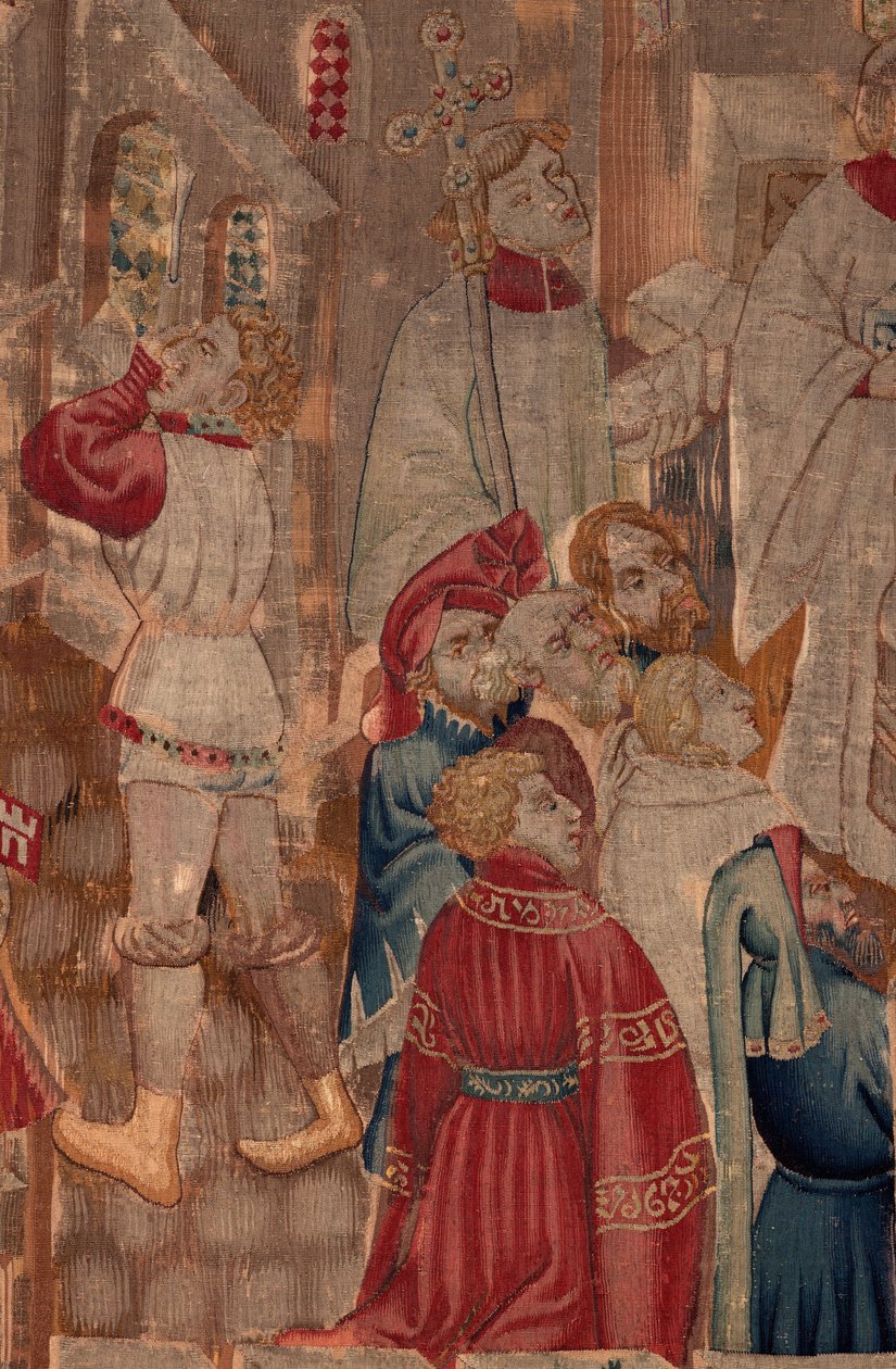 Historia de San Piat y San Eleuterio, Escena 6 (detalle) Parte central. Escena de bautismo, personas asistiendo. de Unknown artist