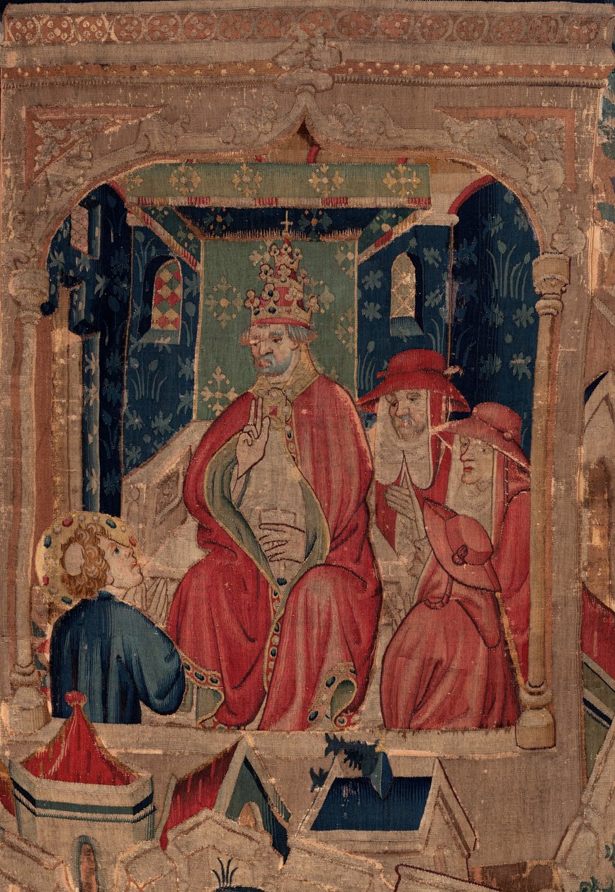 Historia de San Piat y San Eleuterio, Escena 9 San Eleuterio es confirmado como obispo de Tournai (detalle) de Unknown artist