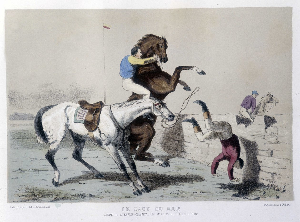 Equitación: El salto del muro, Steeple - en “Le Centaure” de Unknown artist
