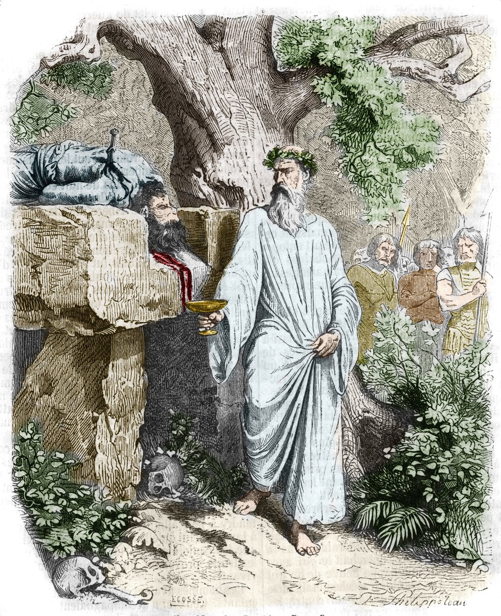 Sacrificio humano por un druida galo - en “Historia de Francia” por Anquetil. Siglo XIX. de Unknown artist