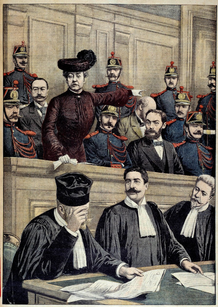 Caso Humbert: el juicio de Therese Humbert, representada por una estafadora francesa, que pretendía ser la heredera de un millonario estadounidense. 1903 Colección privada de Unknown artist