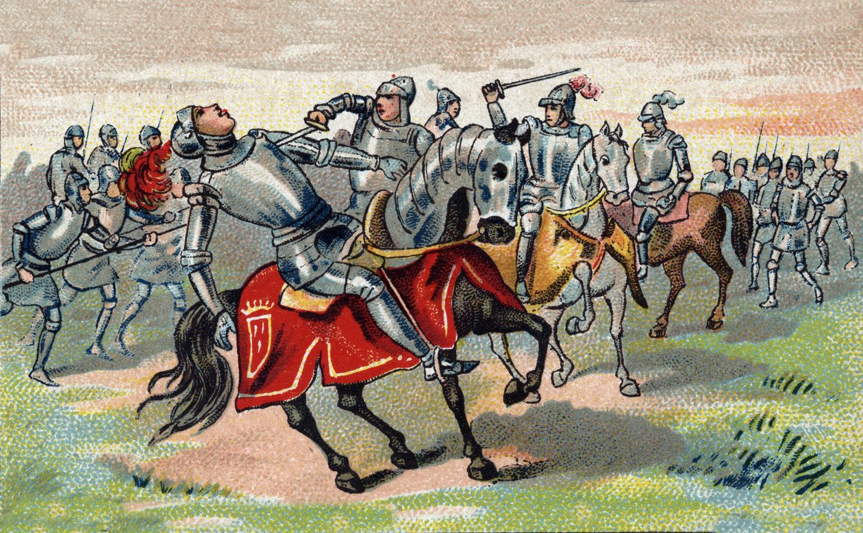 Guerra de los Cien Años: Jean Talbot (1390-1453) 1er Conde de Shrewsbury, 7mo Barón Talbot Caballero de la Jarretera en 1424, muerto en la Batalla de Castillon en 1453. cromolitografía de Unknown artist