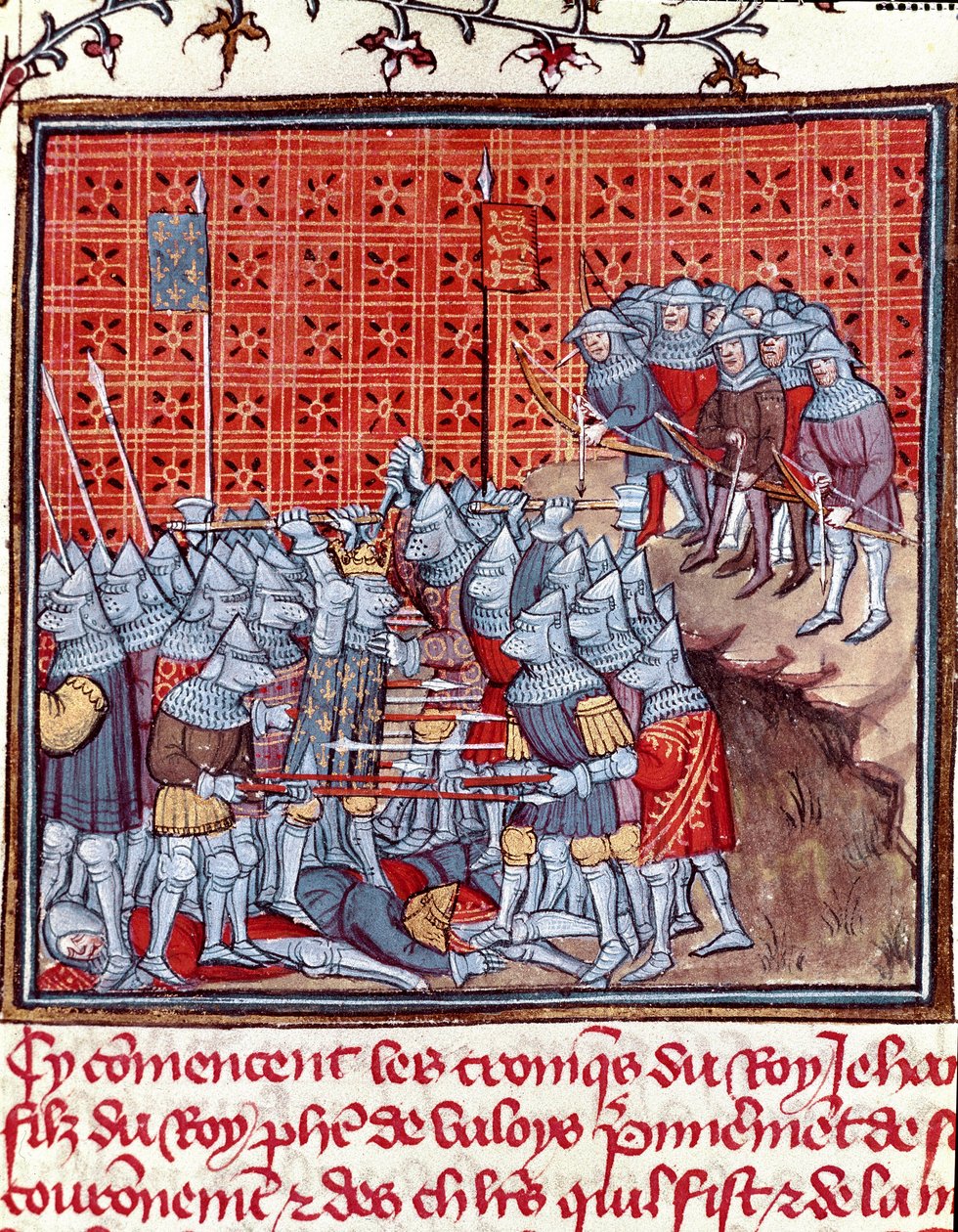 Guerra de los Cien Años: el Rey de Francia Juan II el Bueno (1319-1364) durante una batalla. Miniatura tomada de 