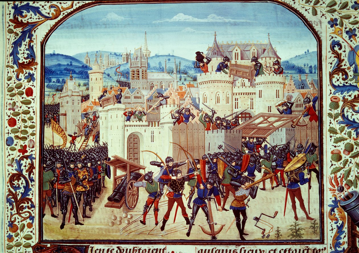 Guerra de los Cien Años: el saqueo de la ciudad de Aubenton en Picardía por el Conde Jean de Hainaut en 1340 de Unknown artist