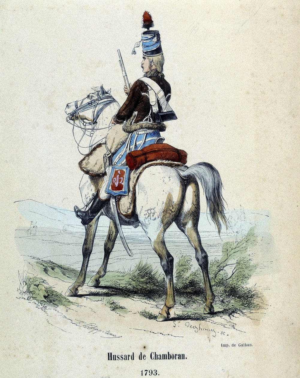 Húsar de Chamboran en 1793 a caballo de Unknown artist