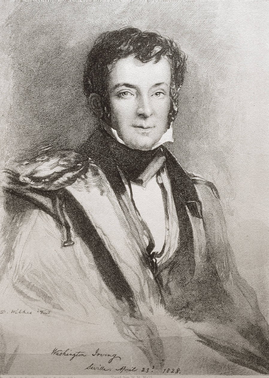 IRVING, Washington (1783-1859). Novelista e historiador estadounidense. Retrato realizado en Sevilla (1828). Litografía. de Unknown artist