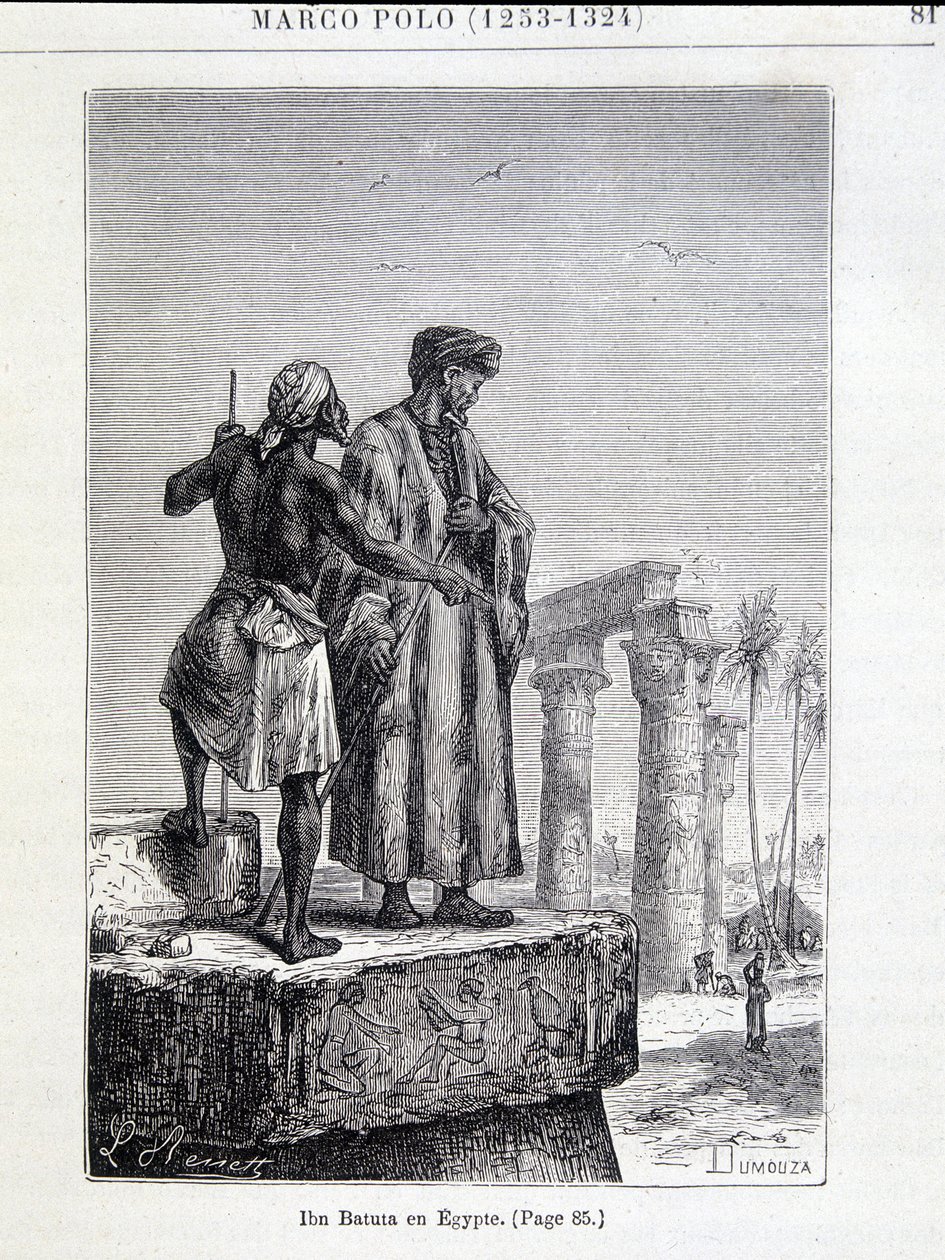 Ibn Battuta (1307-1377) en Egipto - en “Descubrimiento de la Tierra” de Jules Verne de Unknown artist