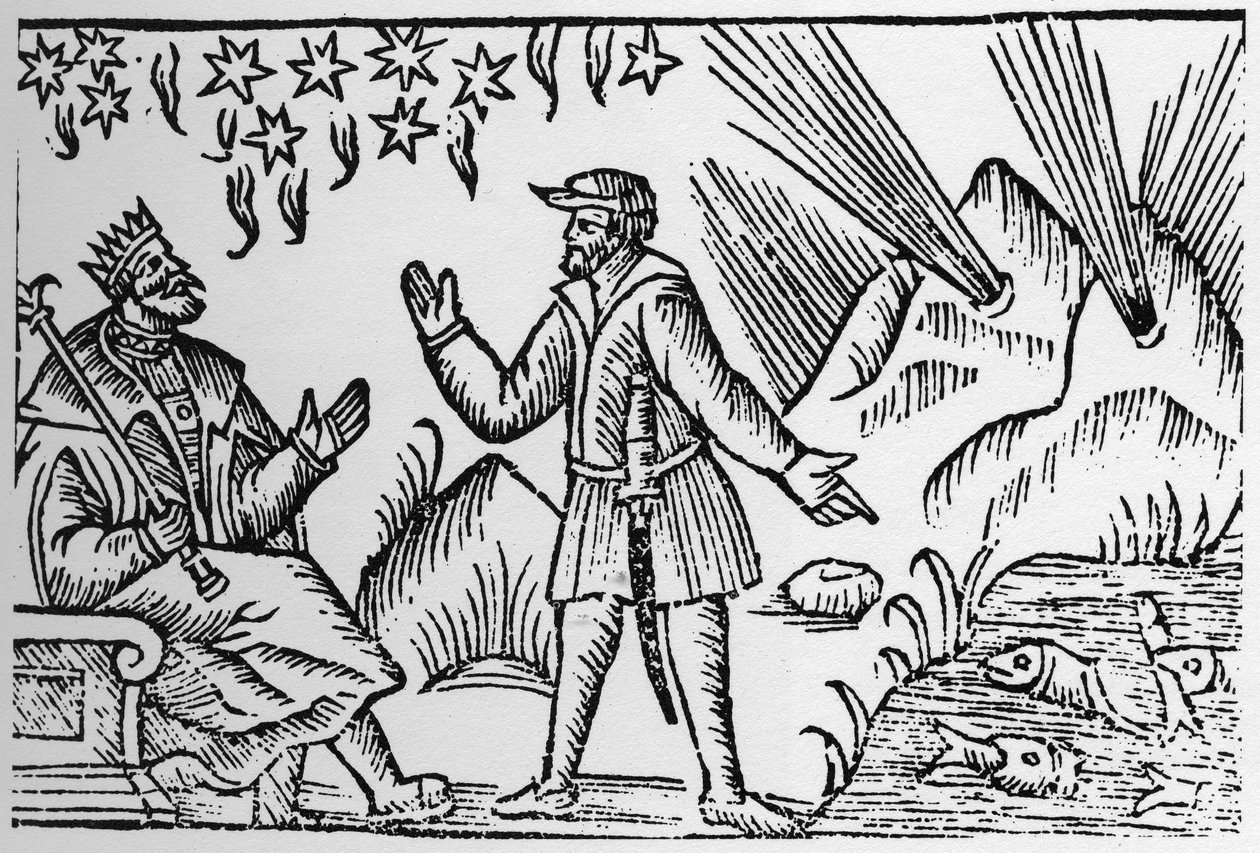 Ichthyomancia: adivinación por el movimiento de los peces - en “Historia de Gentibus Septentrionalibus” (Historia de los pueblos del Norte) por Olaus Magnus, Roma 1555 de Unknown artist