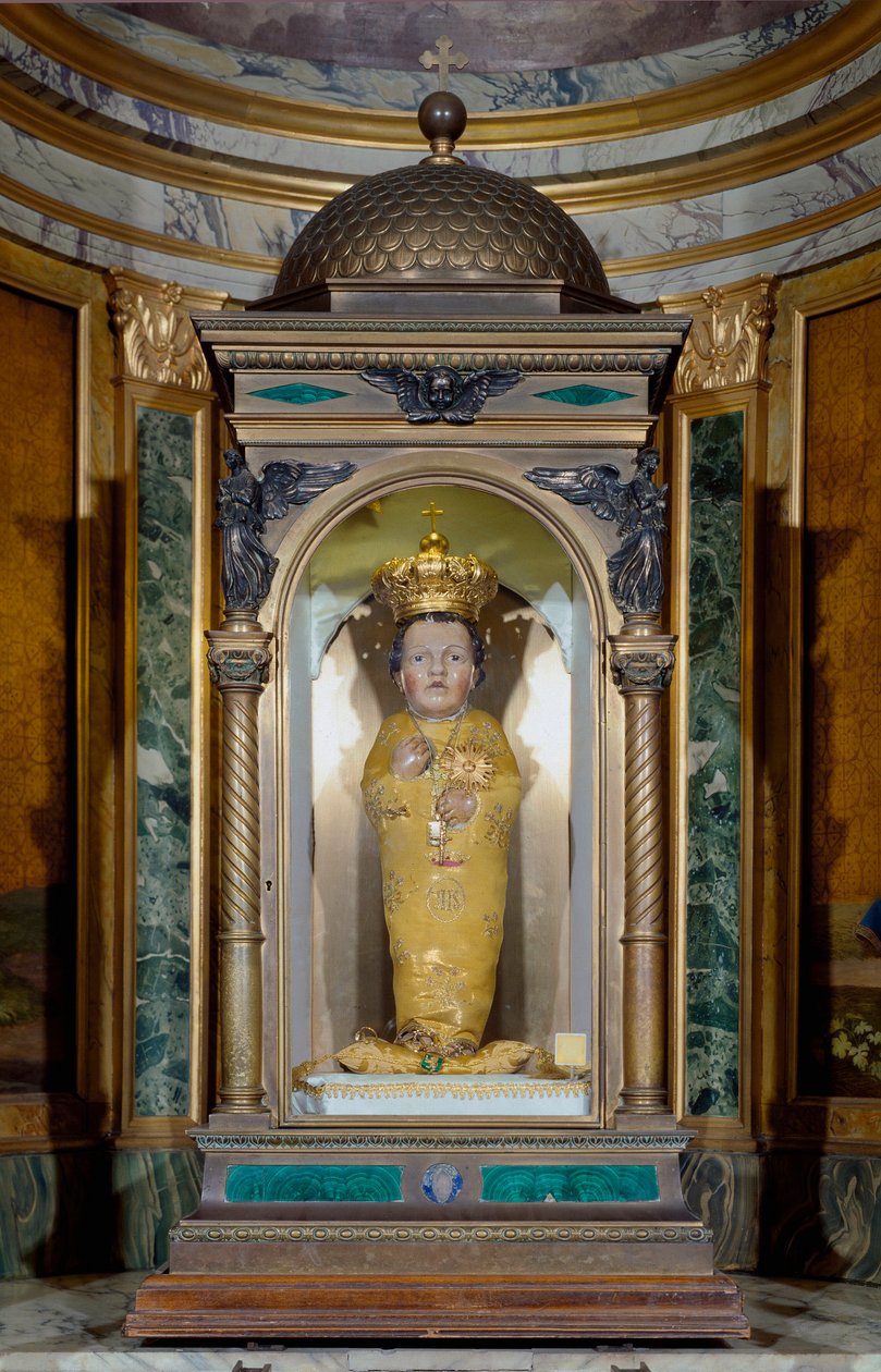 Il Santo Bambino. Estatuilla del Niño Jesús (Copia). Original del siglo XV. Iglesia de Santa Maria in Aracoeli, Capilla del Santo Bambino, Roma de Unknown artist