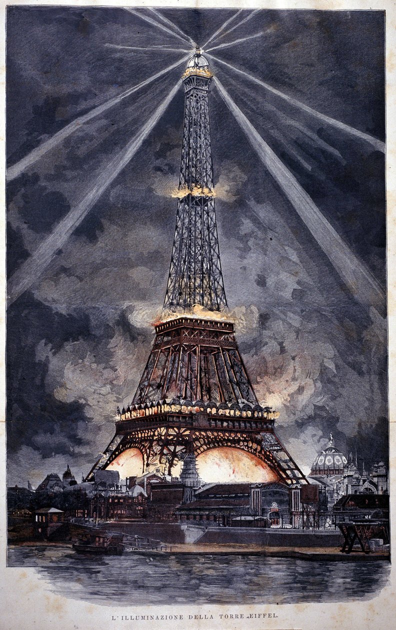 Iluminación de la Torre Eiffel durante la Exposición Universal de 1889 de Unknown artist