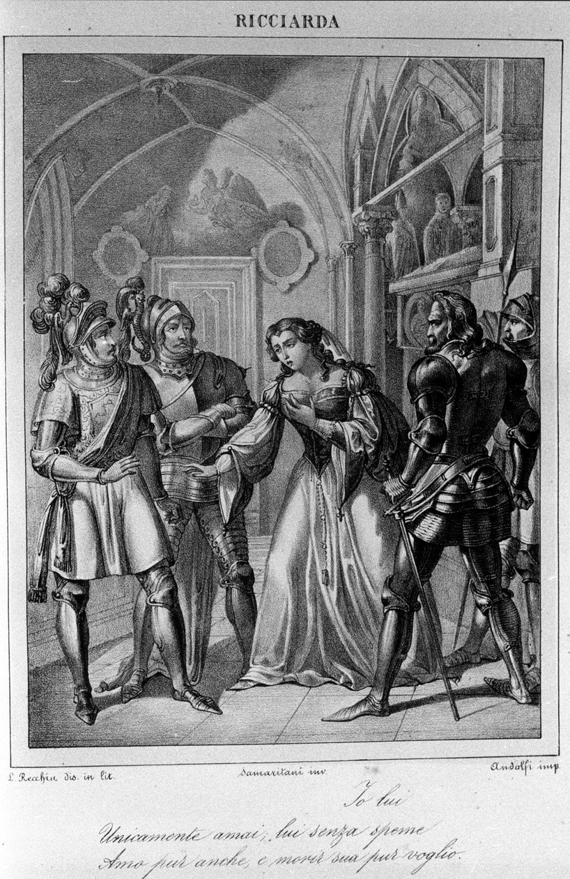 Ilustración para el Acto III de “Ricciarda” del poeta y dramaturgo italiano Ugo Foscolo (1778-1827) siglo XIX de Unknown artist