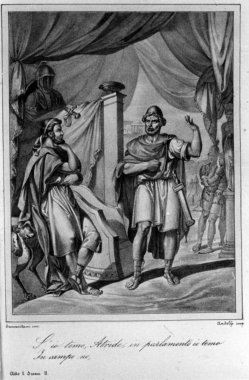 Ilustración para la Escena 2 del Acto I de “Ajax” (Aiace) de Ugo Foscolo (1778-1827) siglo XIX de Unknown artist
