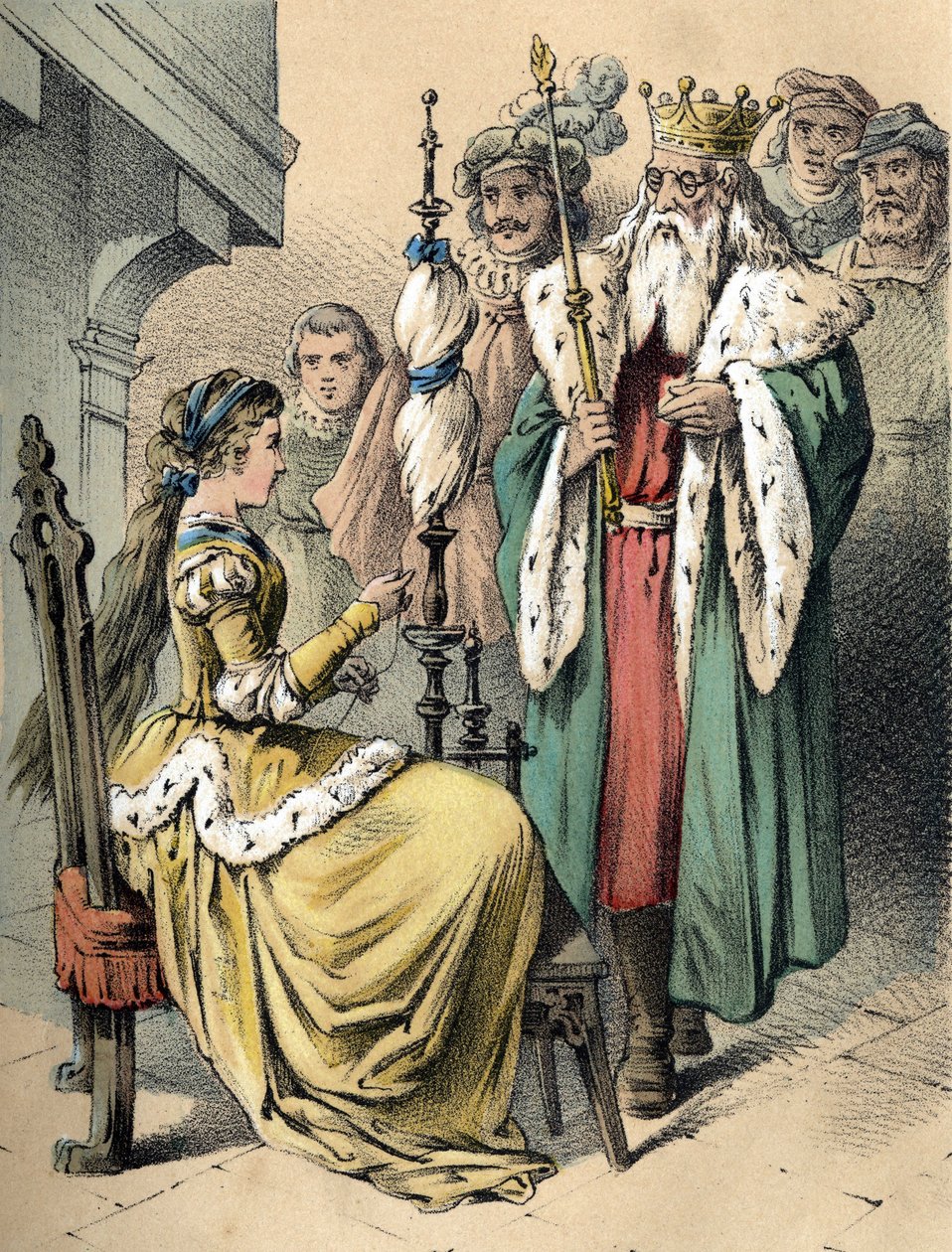 Ilustración de los cuentos de Franz Hoffmann “Cuentos y Fábulas - Weifshündchen und Breitfüßchen”. Cromolitografía del siglo XIX. de Unknown artist