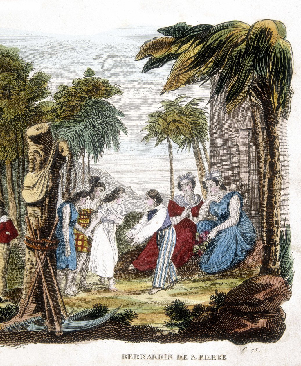 Ilustración de “Paul y Virginie” de Bernardin de Saint Pierre. Grabado del siglo XIX de Unknown artist