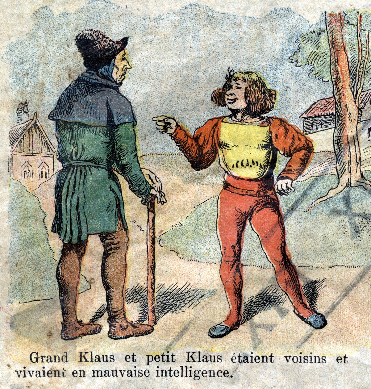 Ilustración de finales del siglo XIX para el cuento de Hans Christian Andersen (1805-1875) "El Gran Claus y el Pequeño Claus". Colección privada. de Unknown artist