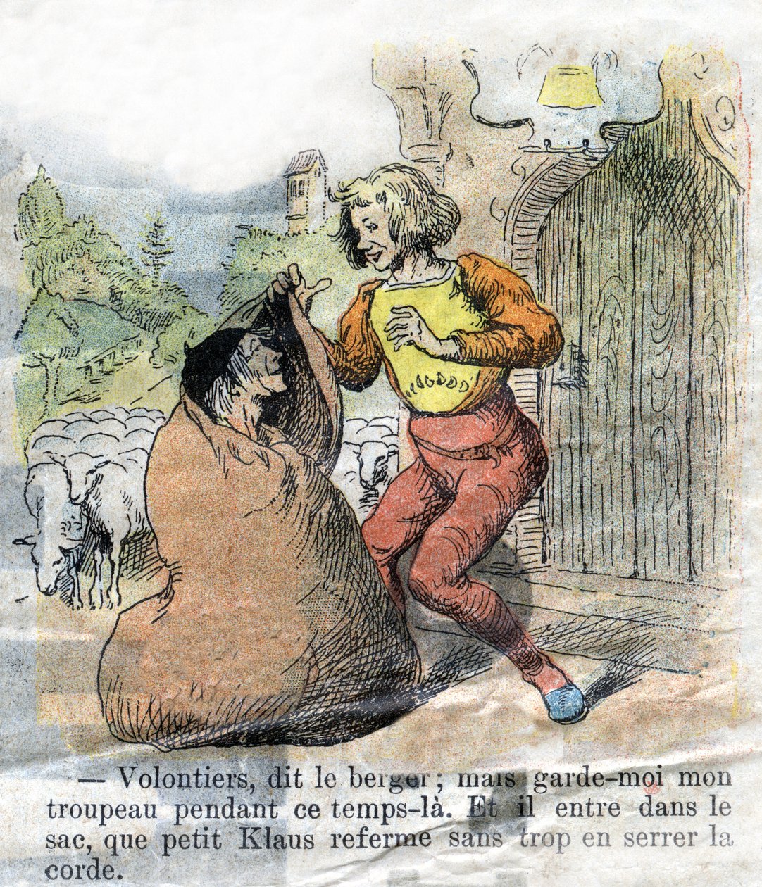 Ilustración de finales del siglo XIX para el cuento de Hans Christian Andersen (1805-1875) "El Gran Claus y el Pequeño Claus". Colección privada. de Unknown artist