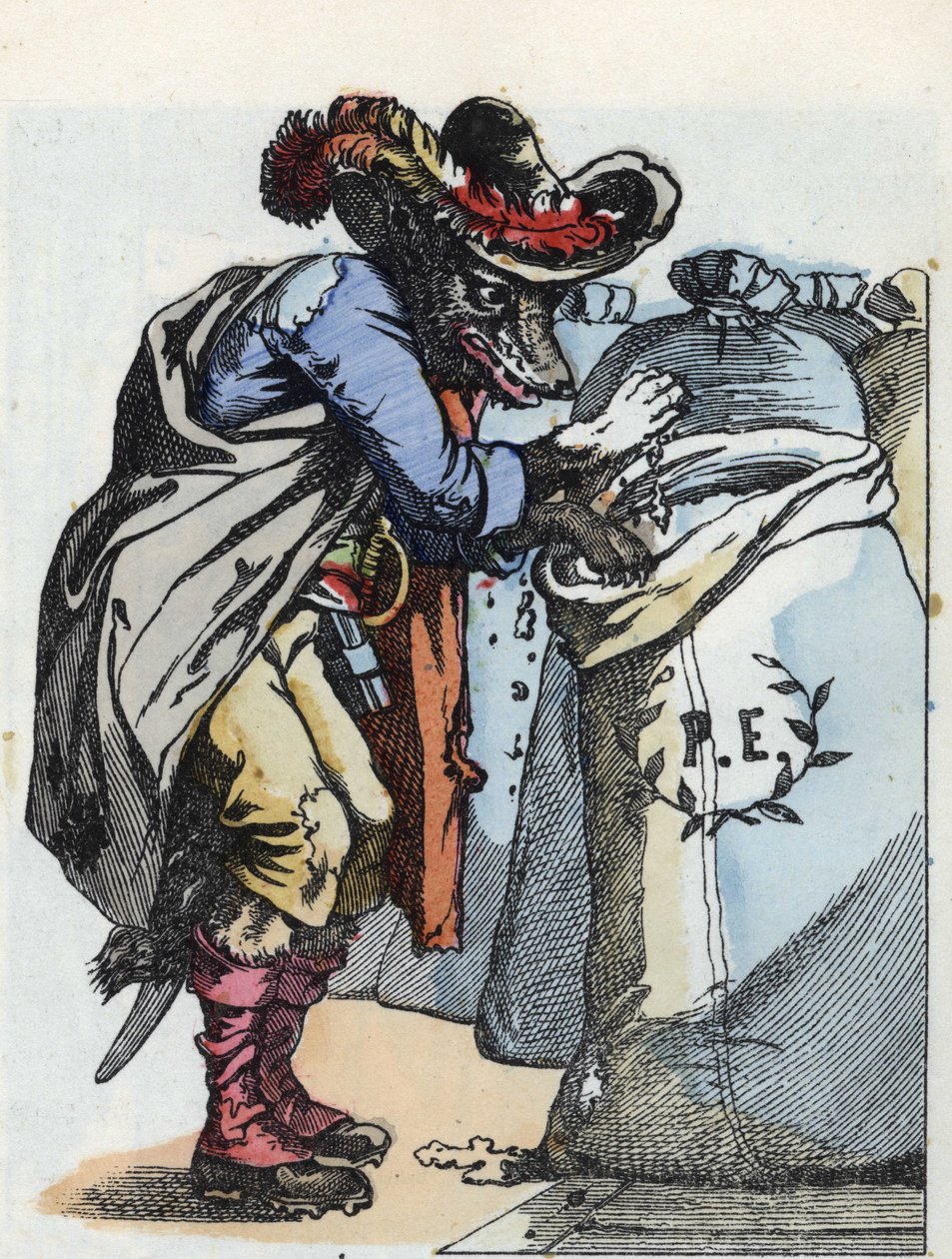 Ilustración del cuento “Compère le Loup, Maître Renard, Commère la Chèvre et ses petits biquets” después de una fábula de Jean de la Fontaine. En “Cuentos del hogar para los pequeños”. Grabado anónimo del siglo XIX. de Unknown artist