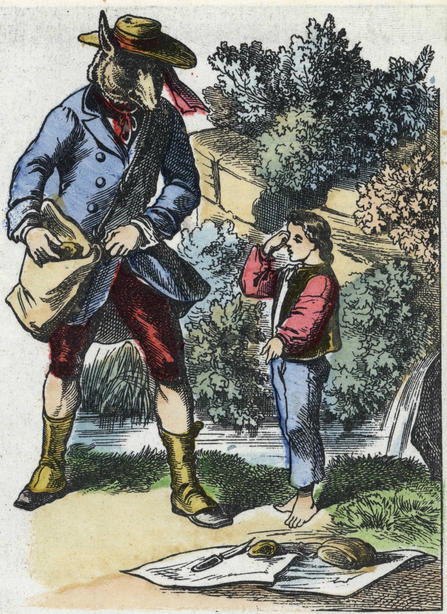 Ilustración del cuento "Buena Mamá Oveja". En "Cuentos del hogar para los pequeños". Grabado anónimo del siglo XIX de Unknown artist