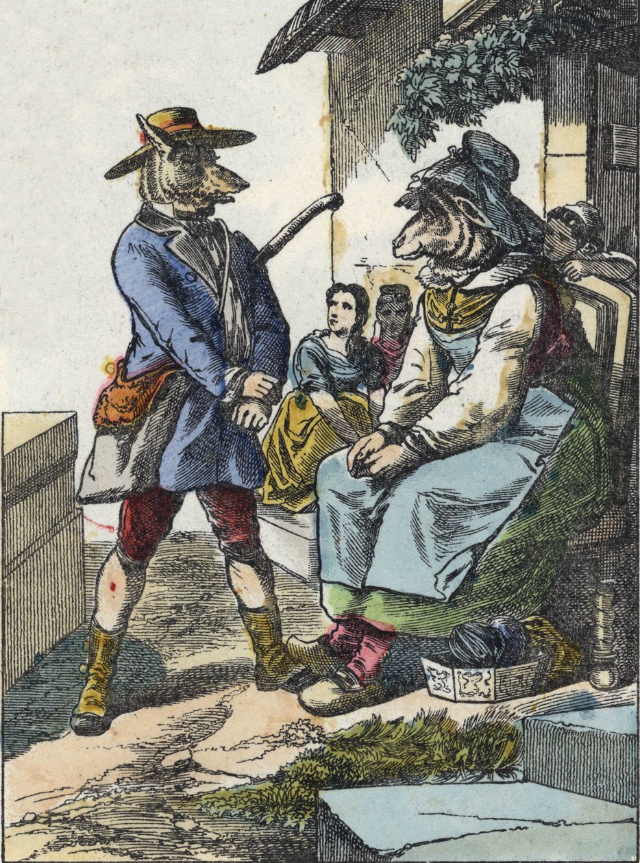 Ilustración del cuento “Buena Mamá Oveja”. En “Cuentos del hogar para los pequeños”. Grabado anónimo del siglo XIX de Unknown artist