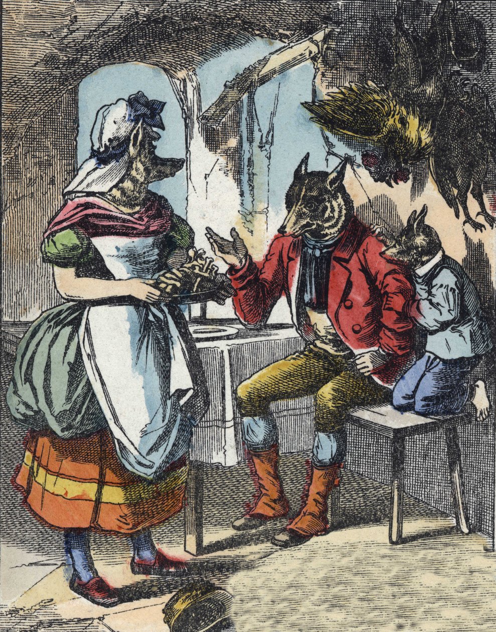 Ilustración del cuento “Buena Mamá Oveja”. En “Cuentos del hogar para los pequeños”. Grabado anónimo del siglo XIX de Unknown artist