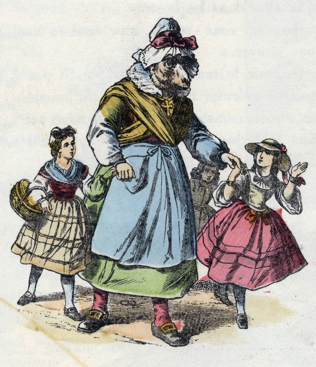 Ilustración del cuento "Buena Mamá Oveja". En "Cuentos del hogar para los pequeños". Grabado anónimo del siglo XIX de Unknown artist