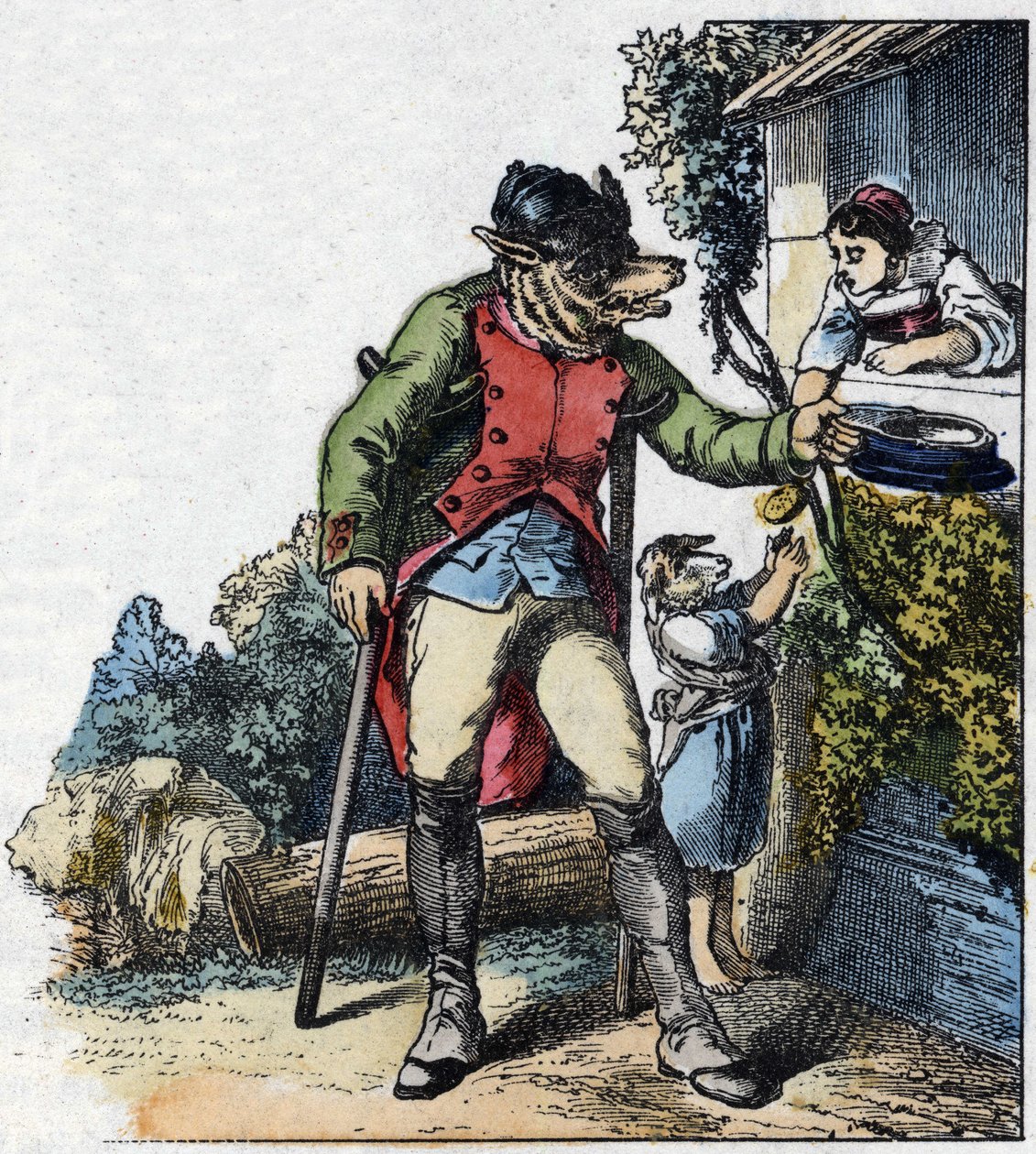 Ilustración del cuento "Buena Mamá Oveja". En "Cuentos del hogar para los pequeños". Grabado anónimo del siglo XIX de Unknown artist