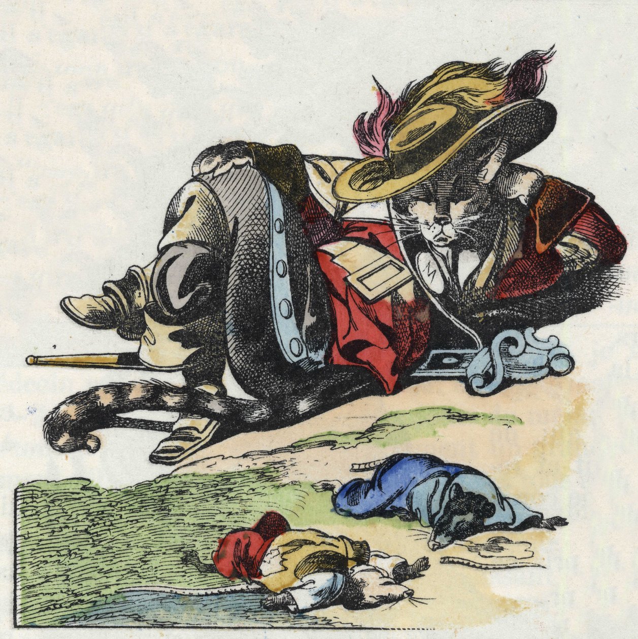 Ilustración del cuento "El terrible Raminagrobis y los ratones". En "Cuentos del hogar para los pequeños". Grabado anónimo del siglo XIX. de Unknown artist
