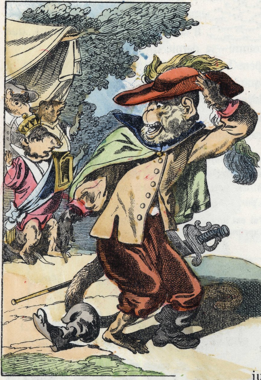 Ilustración del cuento "El terrible Raminagrobis y los ratones". En "Cuentos del hogar para los pequeños". Grabado anónimo del siglo XIX. de Unknown artist