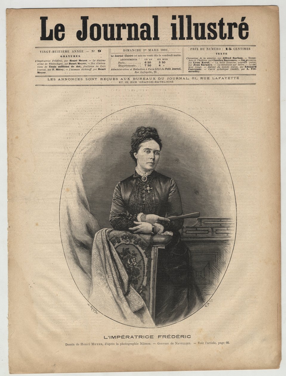 Emperatriz Frederic - Victoria del Reino Unido (1840-1901) Victoria Adelaide Marie Louise del Reino Unido, Princesa Real de Gran Bretaña e Irlanda - Victoria, Princesa Real (Emperatriz Frederick) - portada de “The Illustrous Journal” de marzo de 1894 de Unknown artist