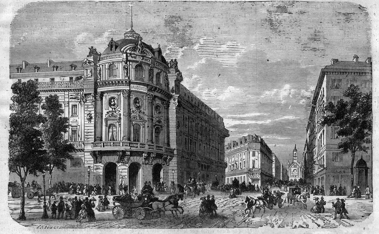 Inauguración del nuevo Teatro del Vaudeville en París, en la esquina del Boulevard des Capucines y Chaussee d