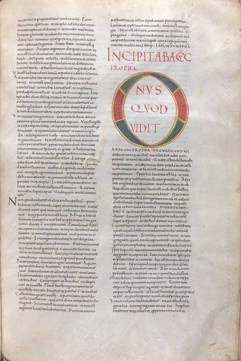 Incipit Habacuc Profeta. Incipit del Libro del Profeta Habacuc, siglo XI (miniatura, manuscrito membranoso) de Unknown artist