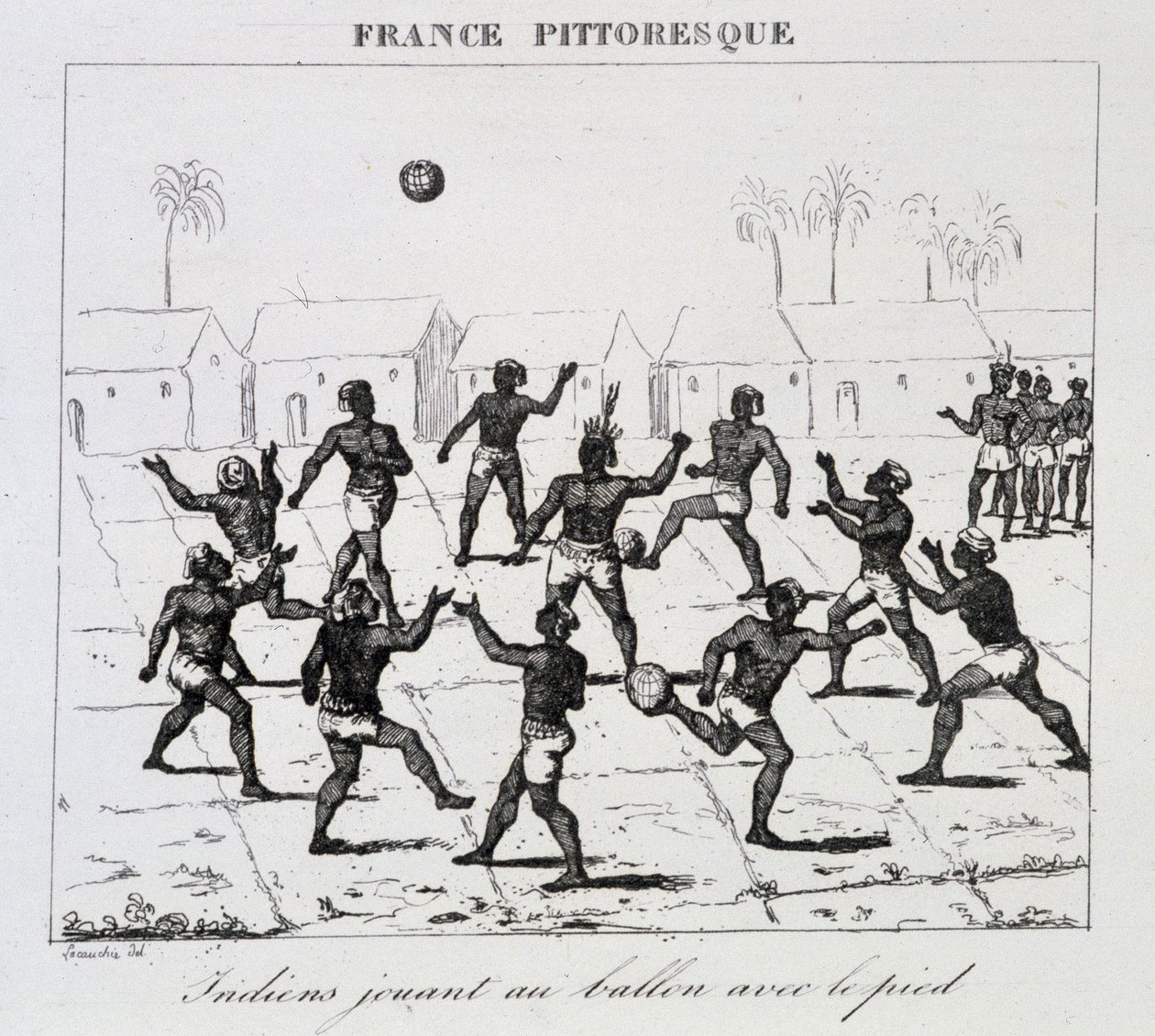 Indios (Sudamérica) jugando a la pelota con el pie de Unknown artist