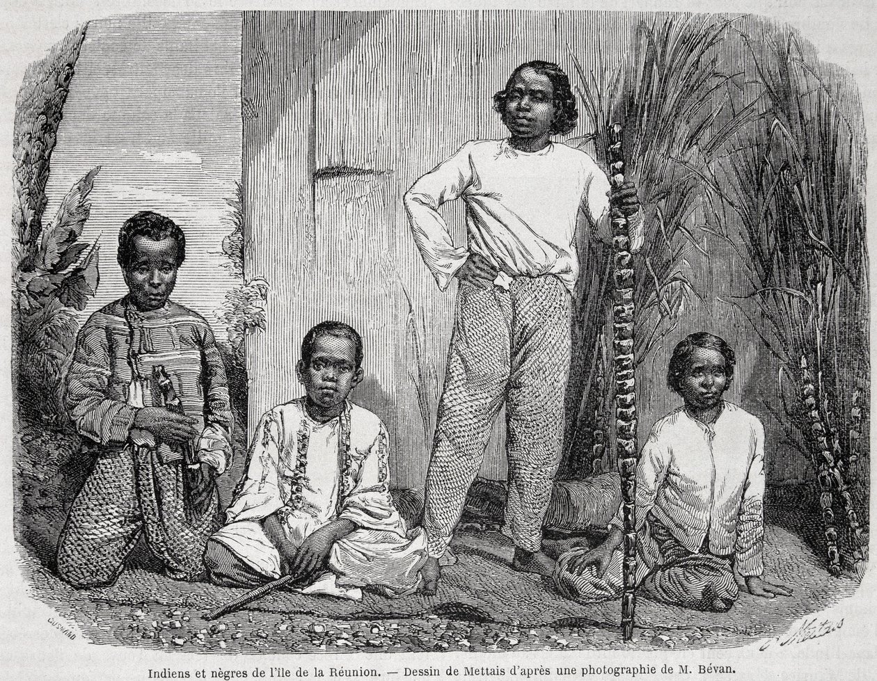 Indios y negros de la Isla de la Reunión - en "Le Tour du Monde" de Unknown artist