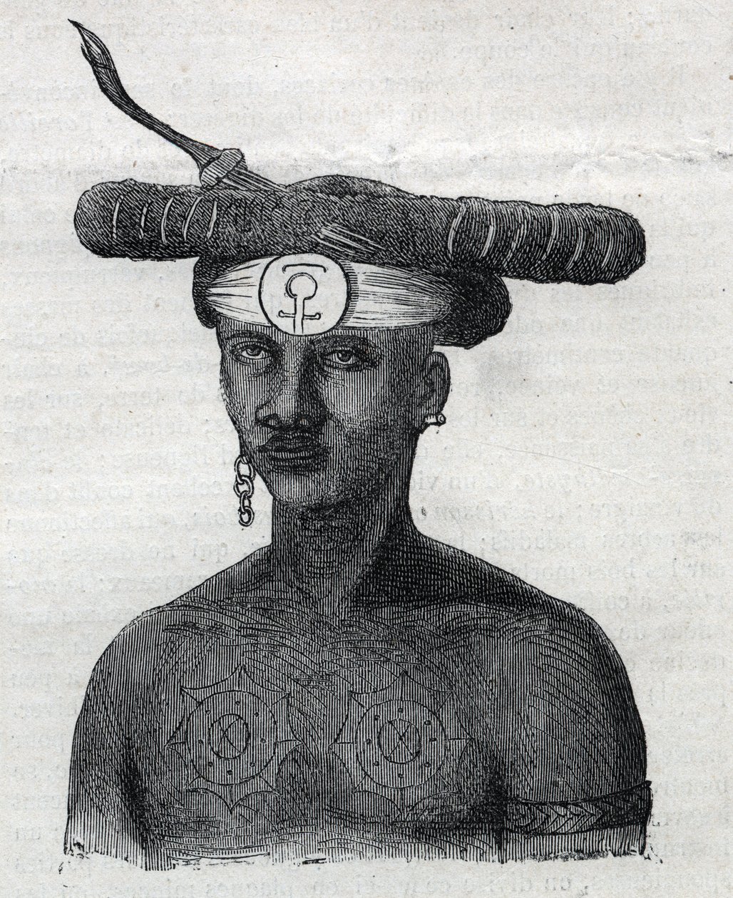 Indígenas de Nueva Guinea: habitante de las Montañas Arfaque. Grabado en "L