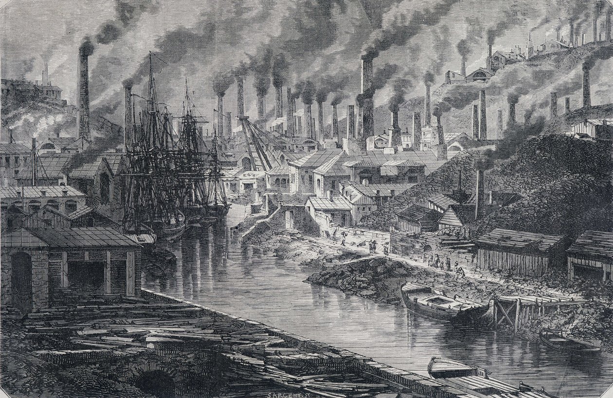 Industria en Inglaterra: Fábrica de Cobre por el Sr. Vivian (Manchester), "Alrededor del Mundo", 2ª semana 1865 de Unknown artist