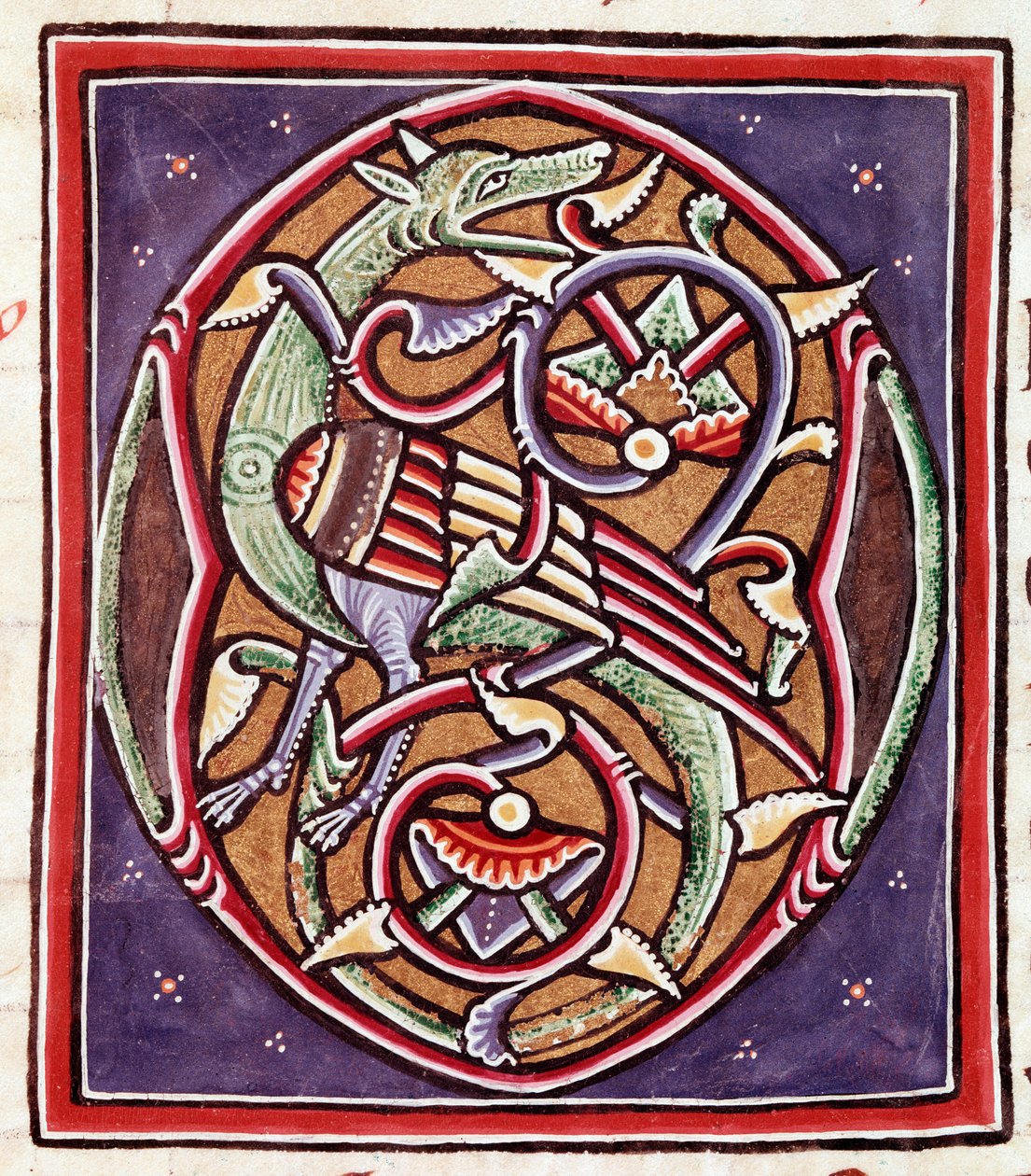 Letra inicial con criatura imaginaria (miniatura) de Unknown artist